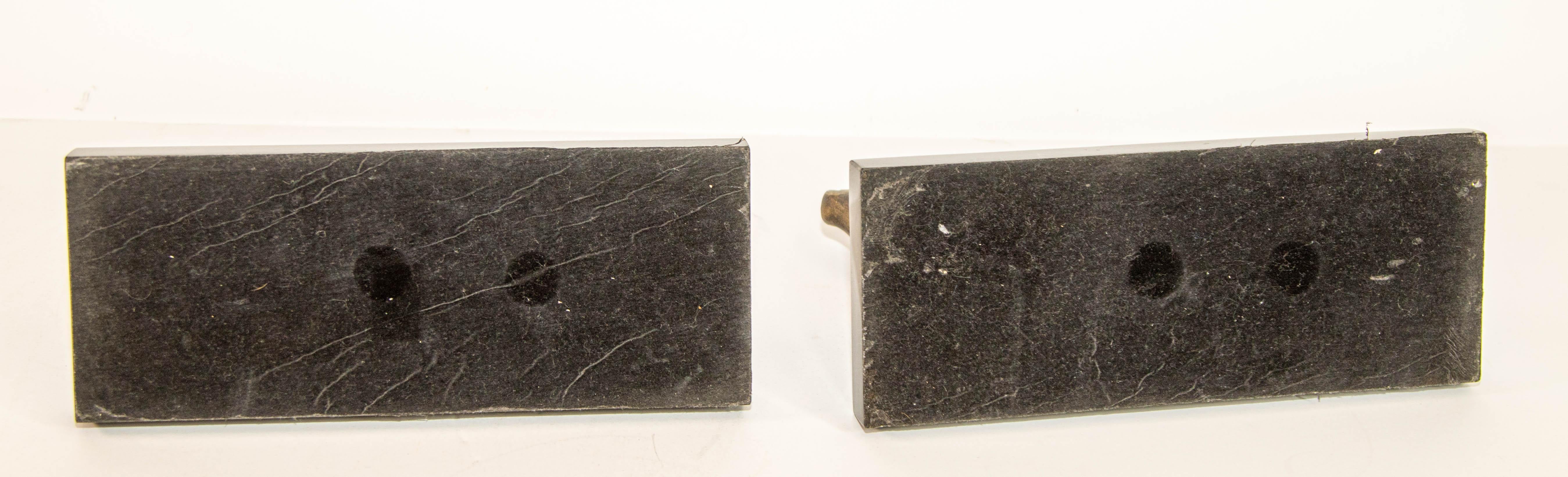 Art Deco Style Pair Bronze Peacock Bookends on Black Marble Base 5