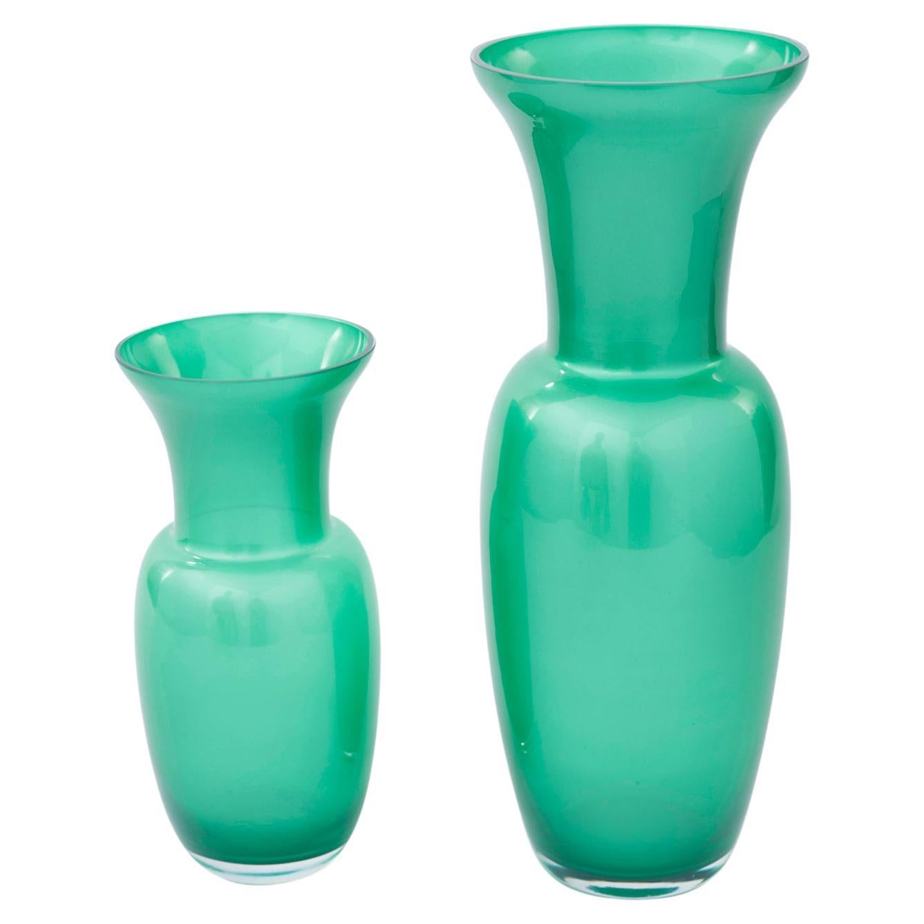 Art Deco Style Pair Murano Glass Decorative Vase