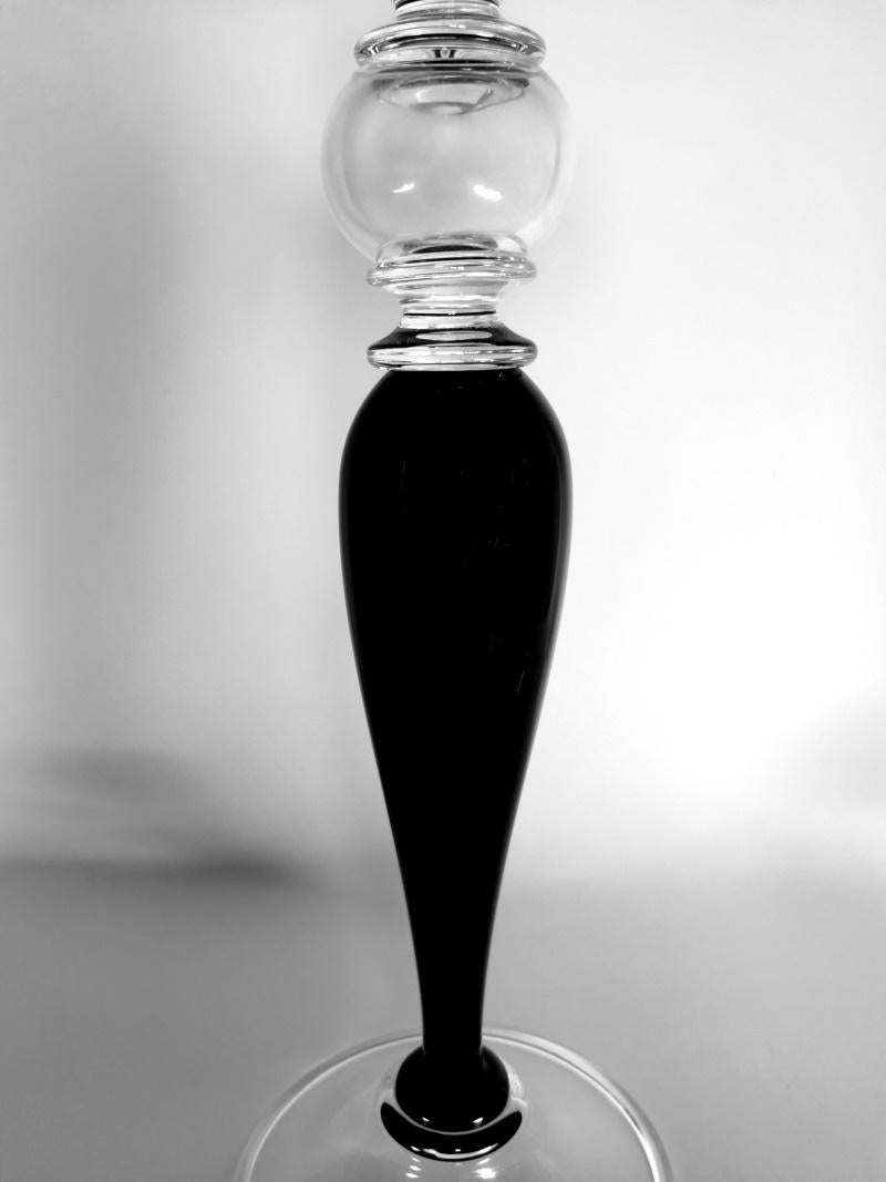 Paire de chandeliers italiens en cristal noir de style Art Déco en vente 4