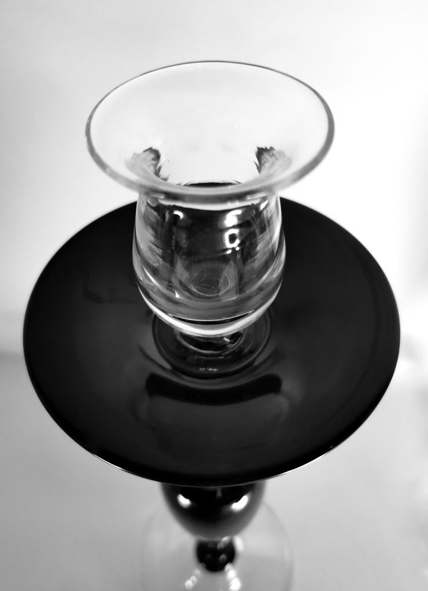 Paire de chandeliers italiens en cristal noir de style Art Déco en vente 7