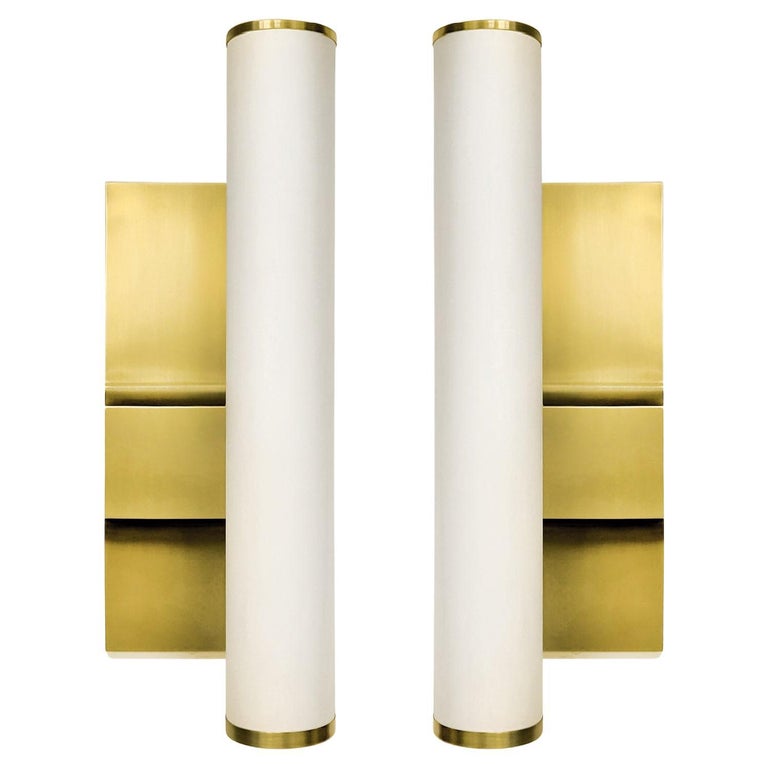 Art Deco Style Pair of Brass Wall Lights For Sale