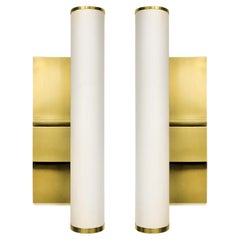 Art Deco Stil Paar Wandleuchten aus Messing