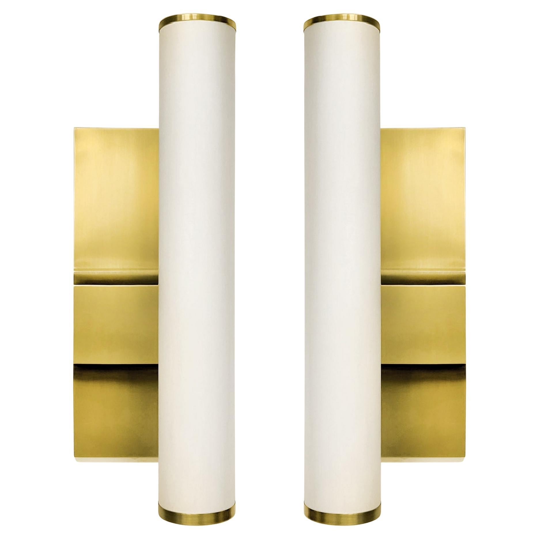 Coppia di luci da parete in ottone in stile Art Déco