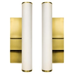 Art Deco Stil Paar Wandleuchten aus Messing