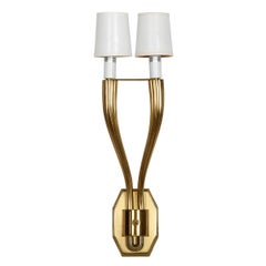 Art Deco Style Pair of Gilt Double Arm Sconces