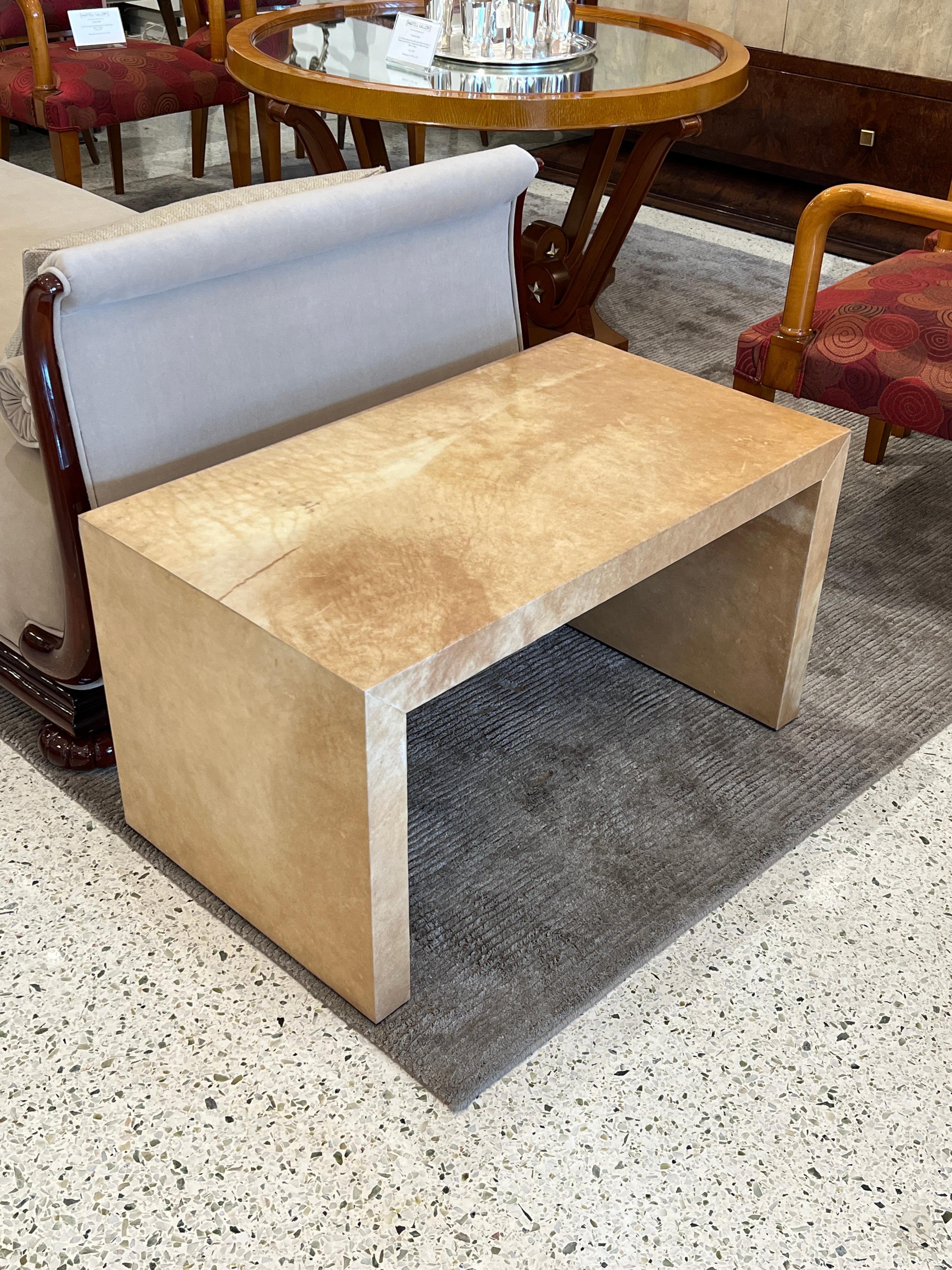 20th Century Art Deco Style Pair of Goatskin Side Tables For Sale