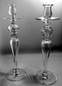 Paire de chandeliers italiens en cristal de style Art déco