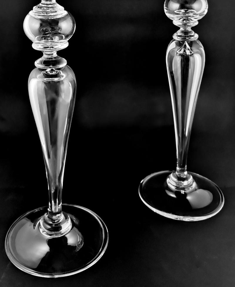 Art Deco Style Pair Of Italian Crystal Candlesticks 2