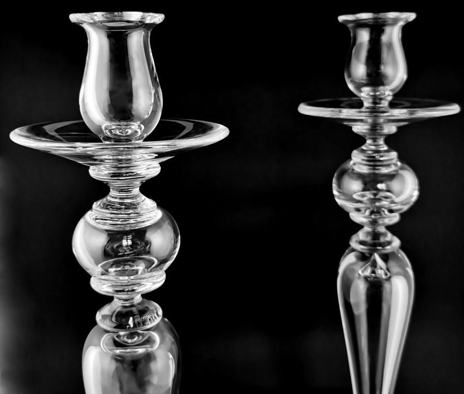 Art Deco Style Pair Of Italian Crystal Candlesticks 3