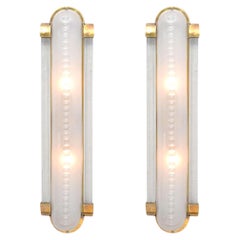 Art Deco Style Pair of Murano Glass and Brass Sconces