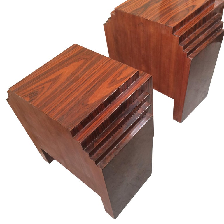Unknown Art Deco Style Pair of Skyscraper Style Bedside or Sofa Tables For Sale
