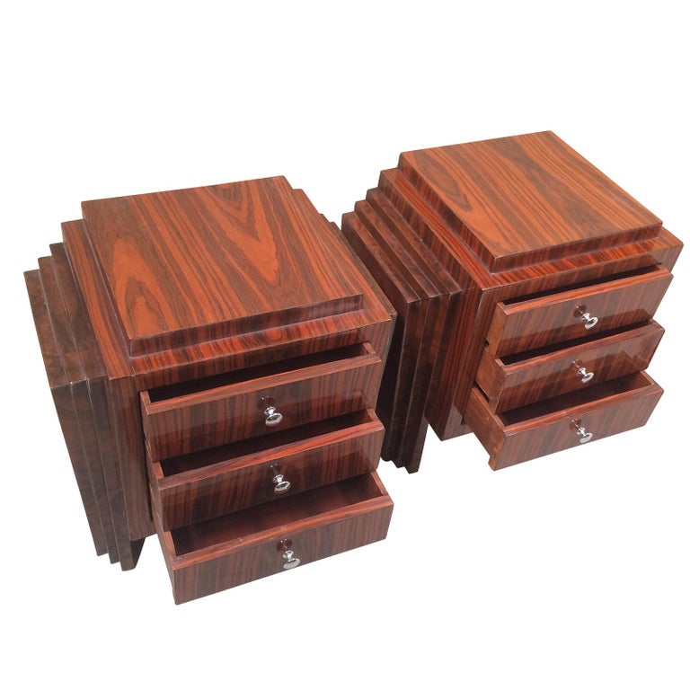 Art Deco Style Pair of Skyscraper Style Bedside or Sofa Tables In Excellent Condition For Sale In Daylesford, Victoria