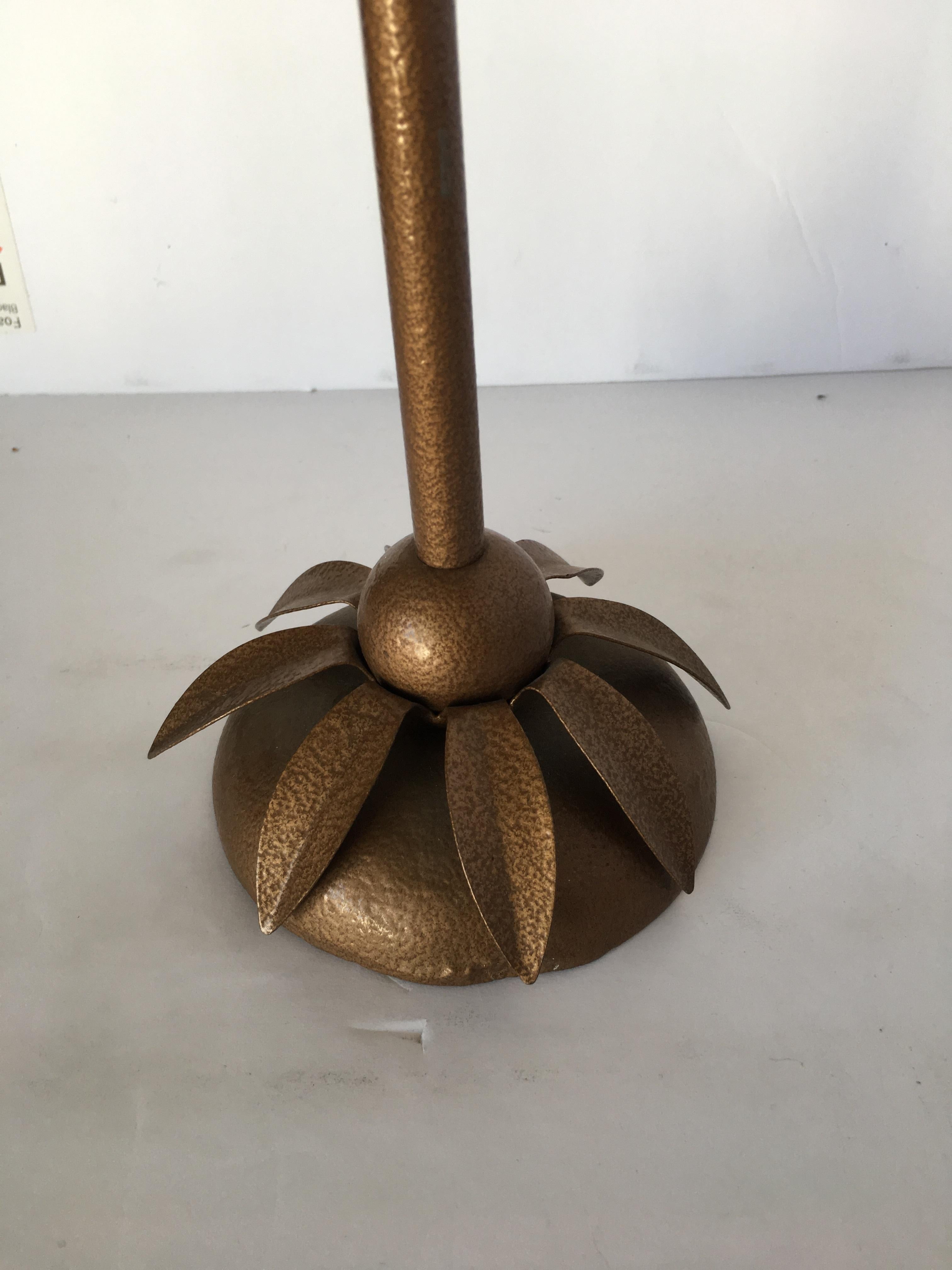 Art Deco Style Palm Leaf Candlestick Holder In Excellent Condition In Van Nuys, CA