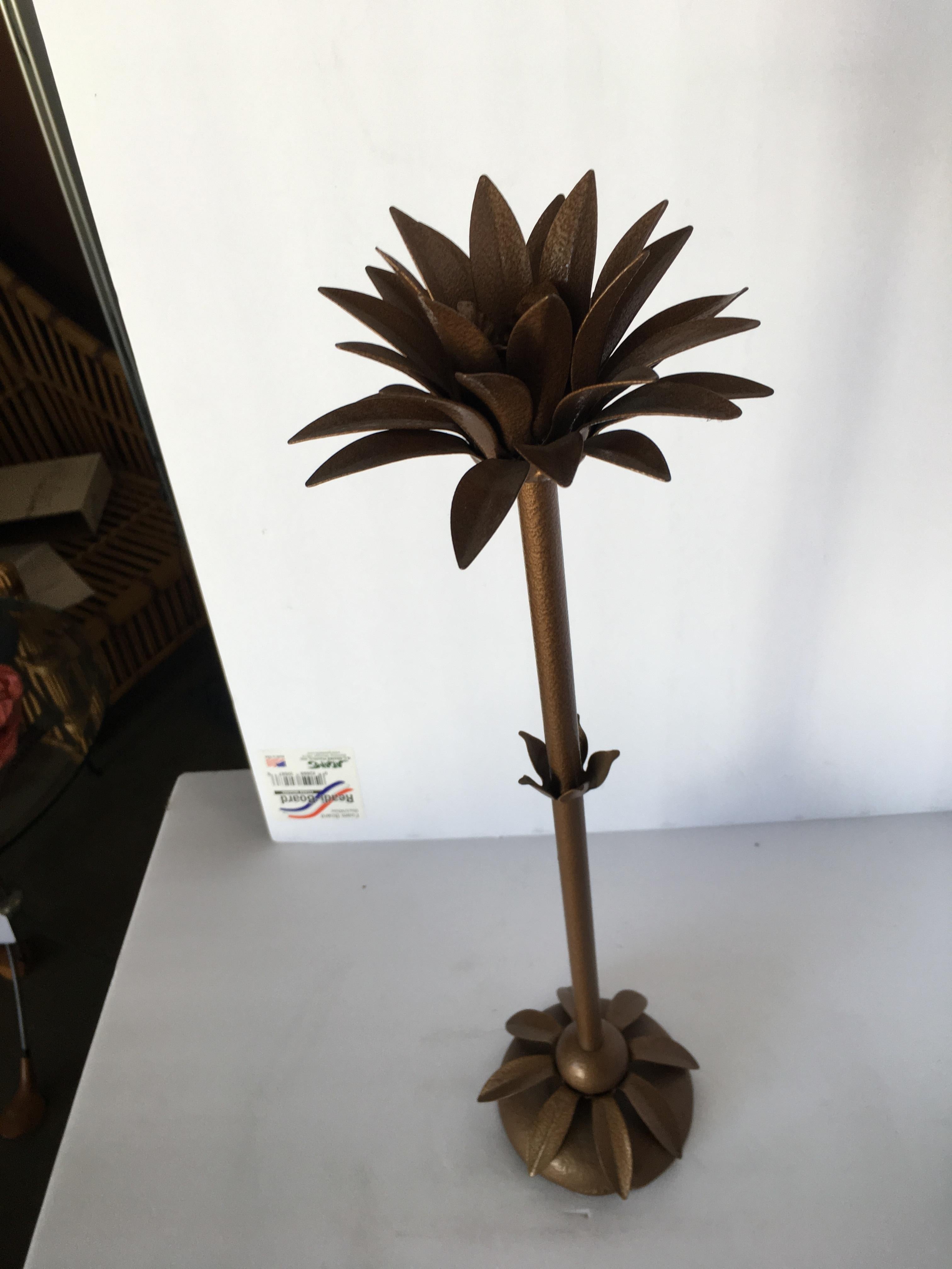 Late 20th Century Art Deco Style Palm Leaf Candlestick Holder
