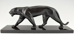 Scultura di pantera Baghera in stile Art Déco di Max Le Verrier, Francia