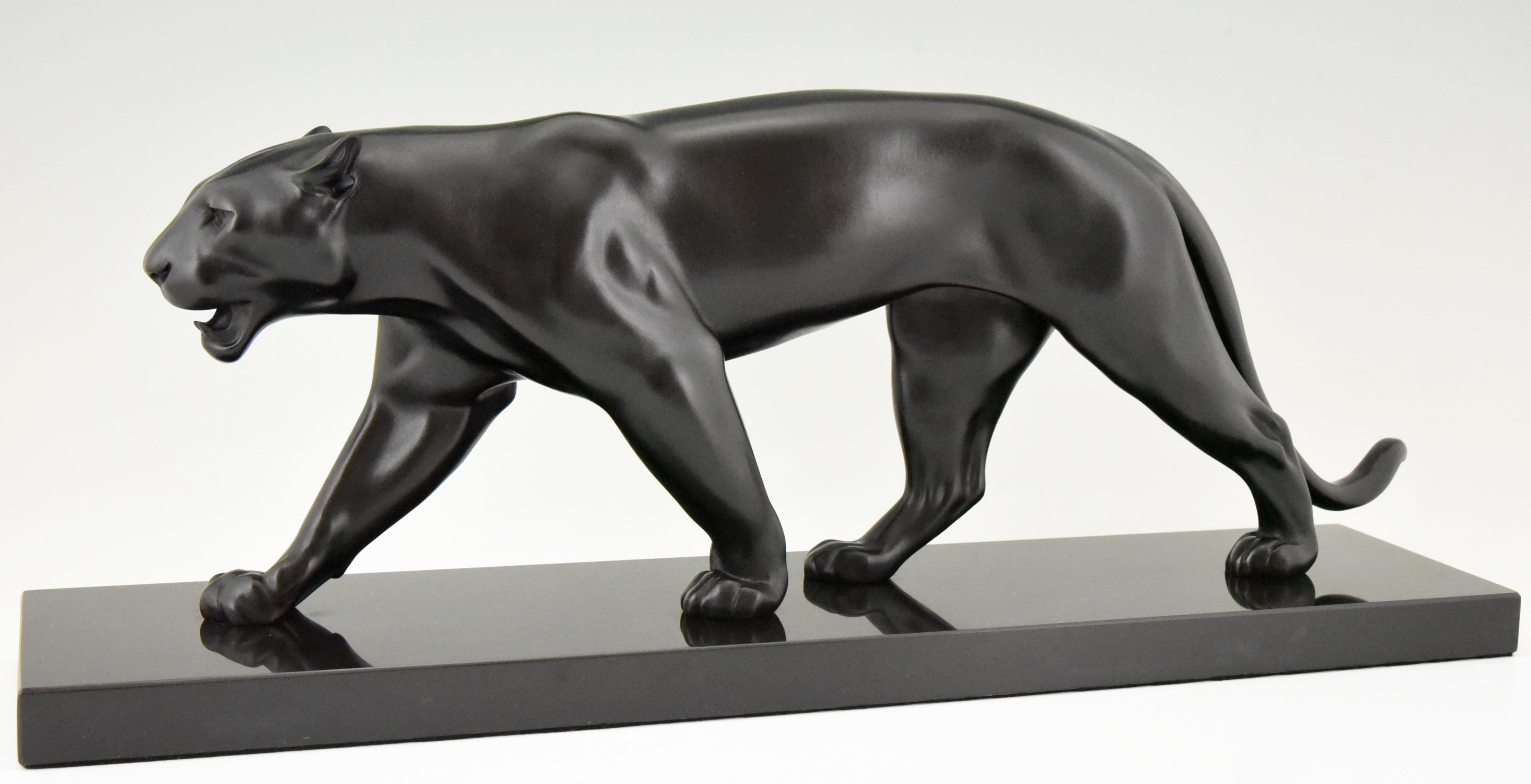 French Art Deco Style Panther Sculpture Baghera by Max Le Verrier, France For Sale
