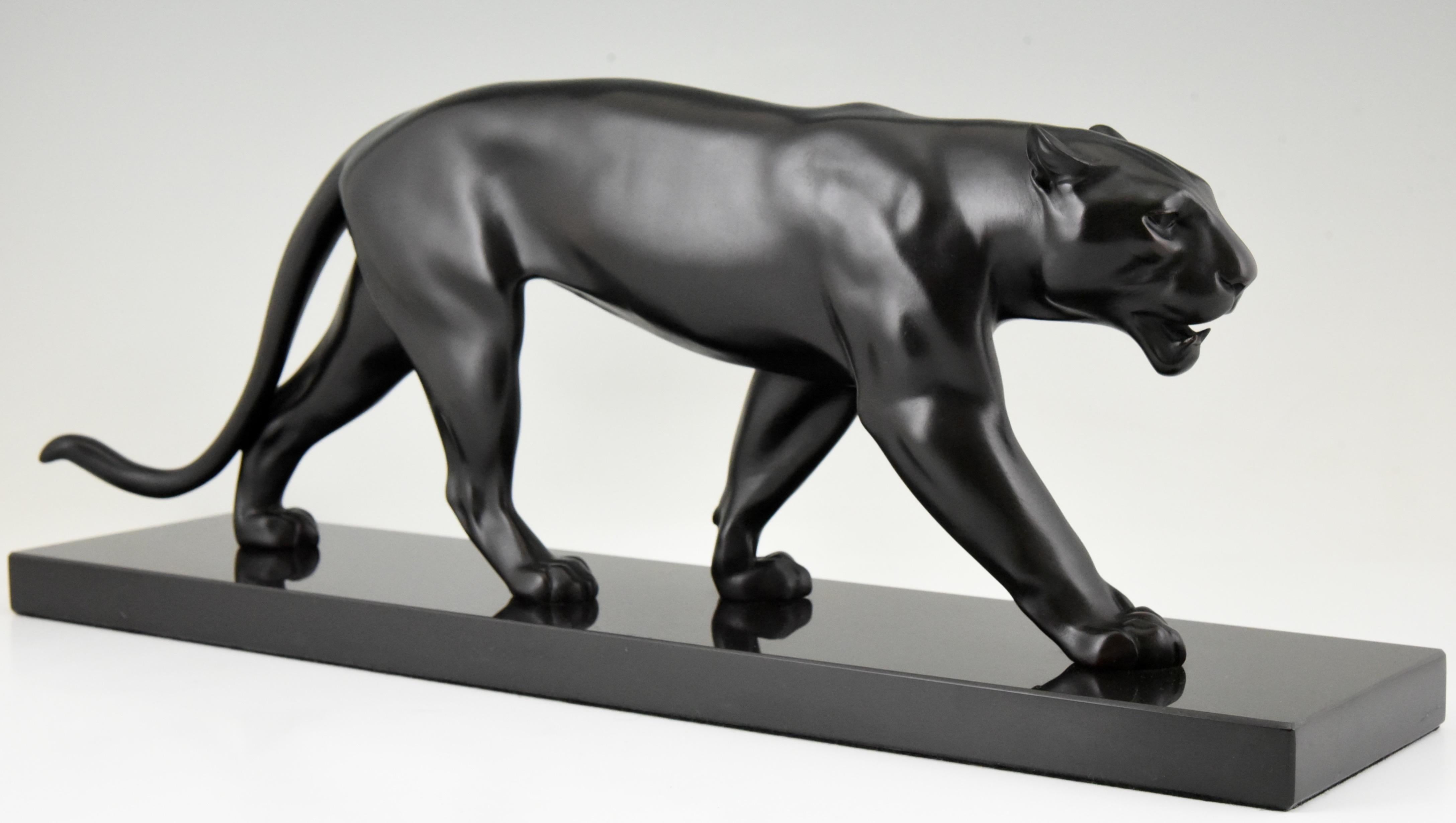 XXI secolo e contemporaneo Scultura di pantera Baghera in stile Art Déco di Max Le Verrier, Francia in vendita