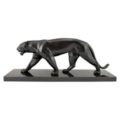 Sculpture de panthère Baghera de style Art déco par Max Le Verrier, France