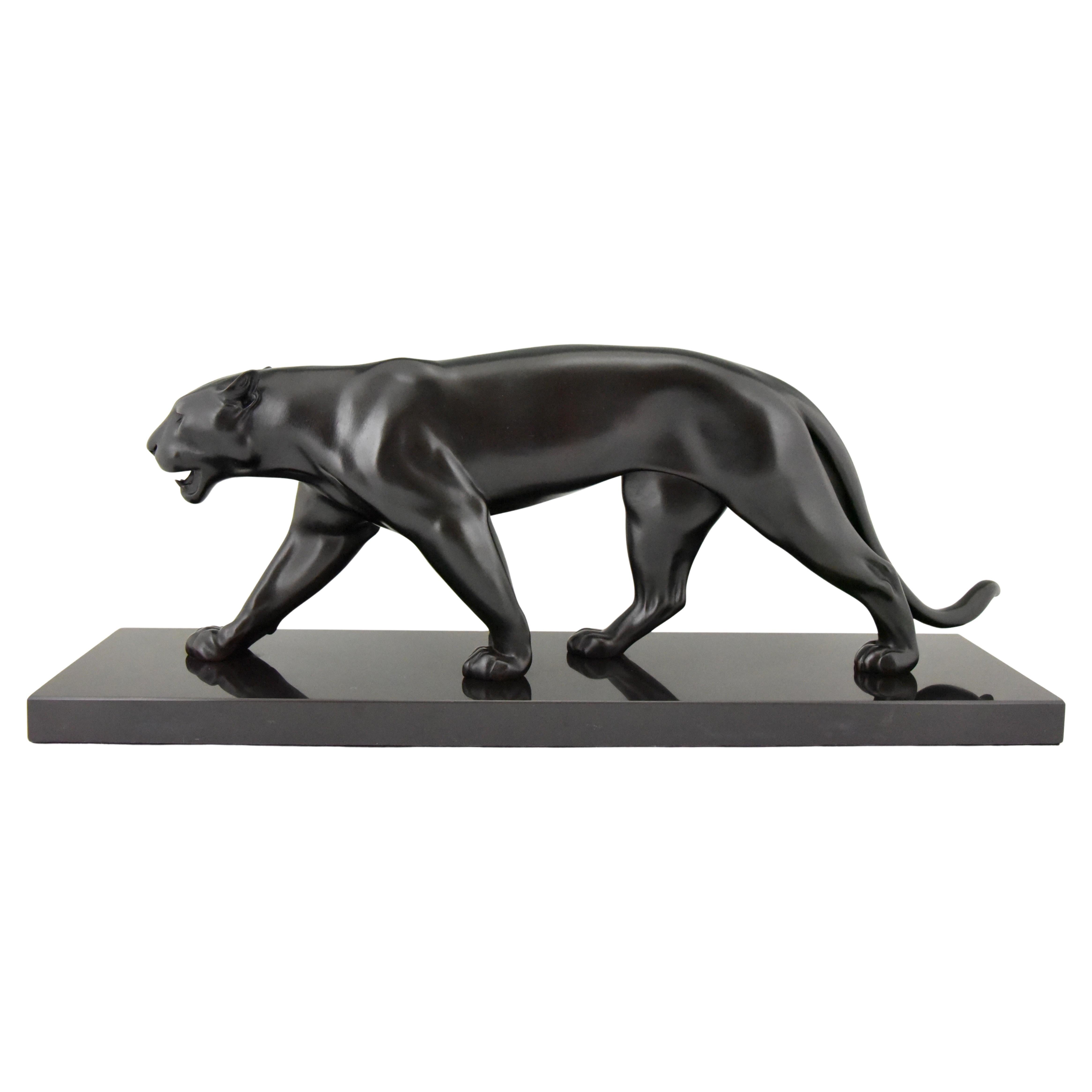 Art Deco Style Panther Sculpture Baghera by Max Le Verrier, France For Sale