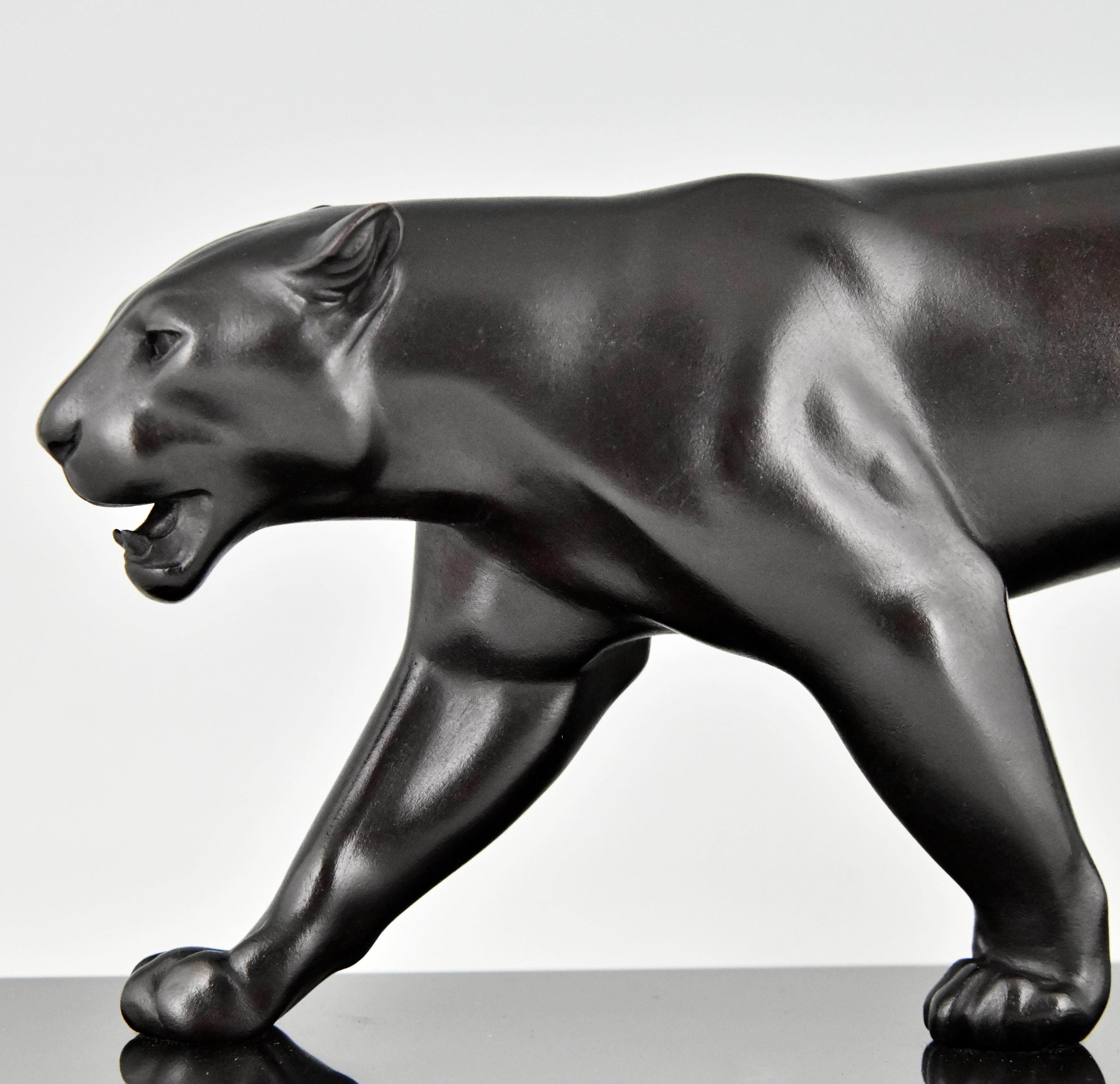 Art Deco Style Panther Sculpture OUGANDA by Max Le Verrier, France For Sale 3