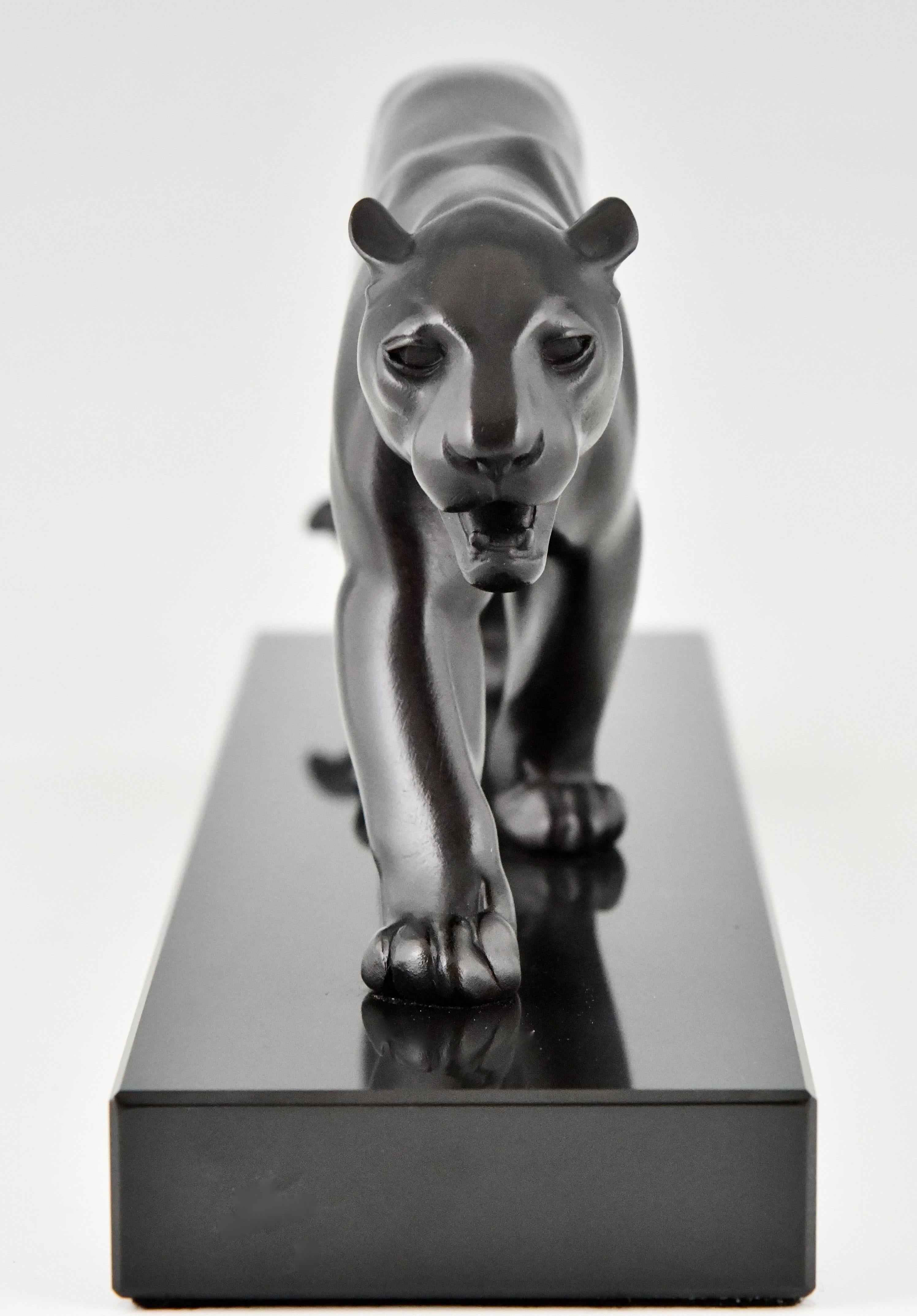 Hand-Crafted Art Deco Style Panther Sculpture OUGANDA by Max Le Verrier, France For Sale