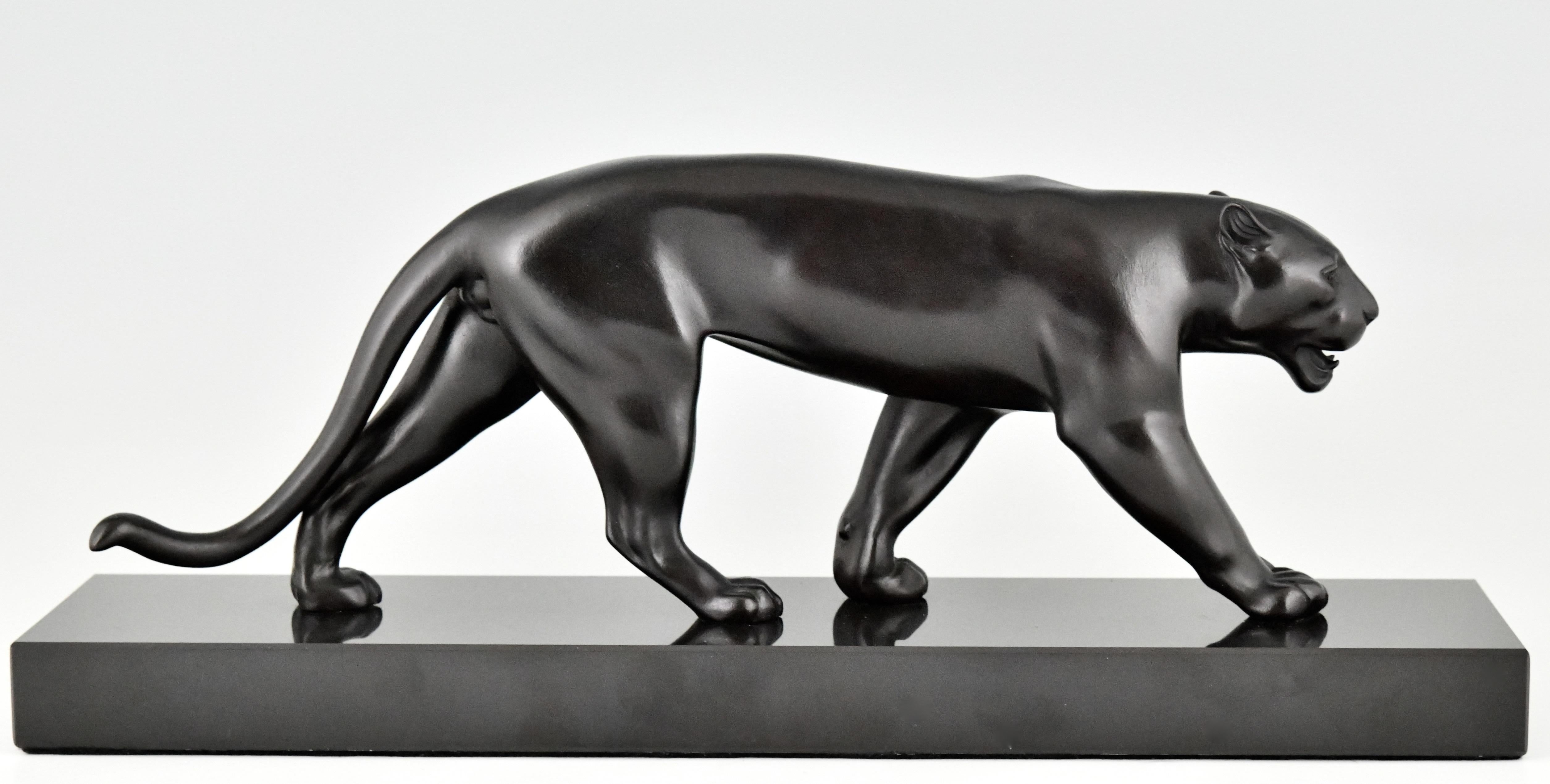 Contemporary Art Deco Style Panther Sculpture OUGANDA by Max Le Verrier, France For Sale