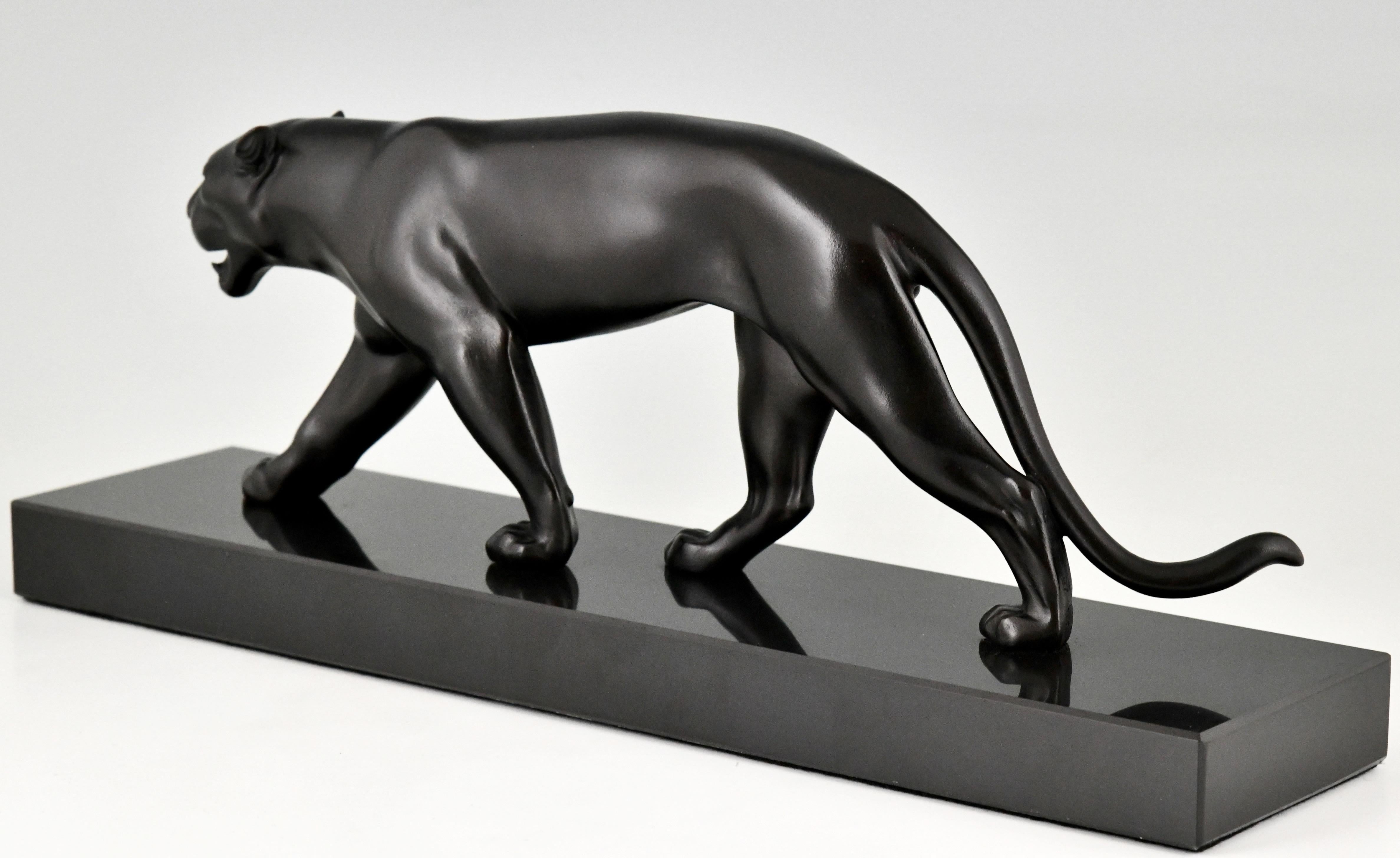 Art Deco Style Panther Sculpture OUGANDA by Max Le Verrier, France For Sale 1