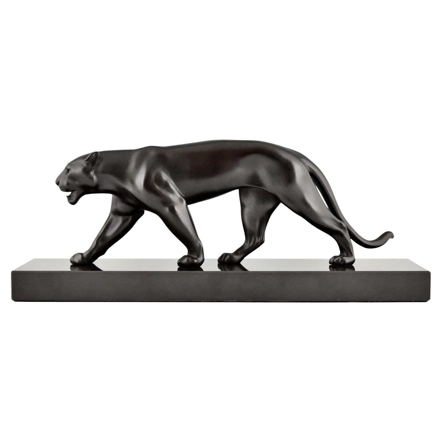 Art Deco Style Panther Sculpture Ouganda by Max Le Verrier, France