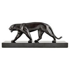 Panther-Skulptur im Art-déco-Stil OUGANDA von Max Le Verrier, Frankreich