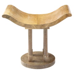 Art Deco Style Parchment Covered Stool in the Manner of Jules Leleu