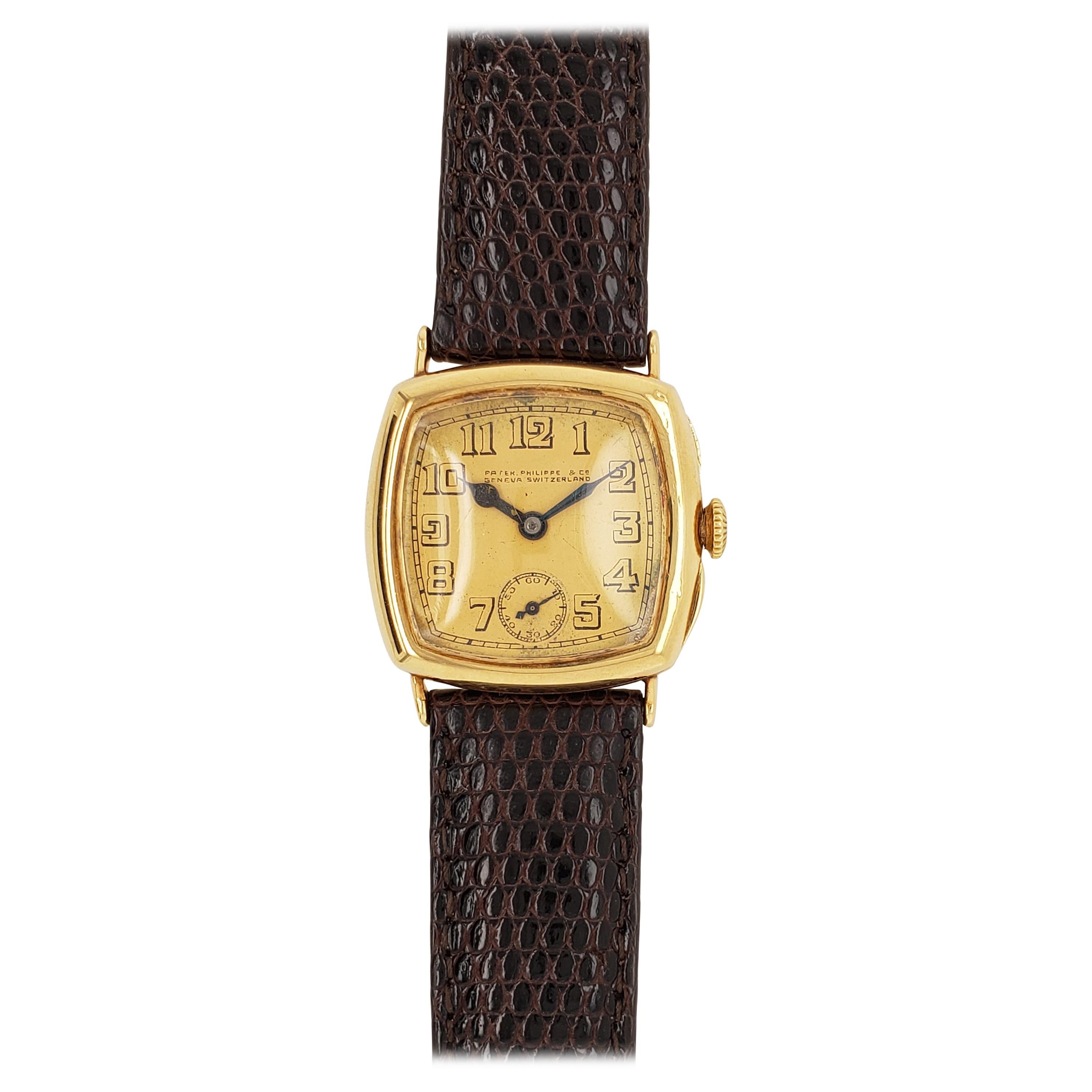 Art Deco Stil Patek Philippe 18 Karat Gelbgold Armbanduhr:: ca. 1920er Jahre