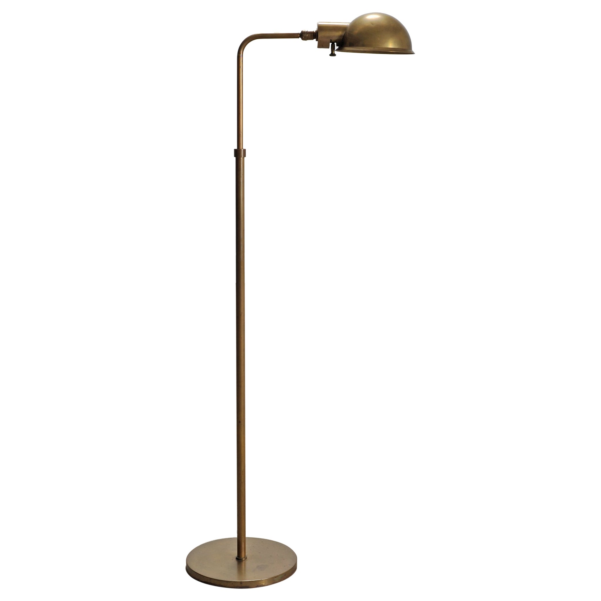Verstellbare Apotheken-Stehlampe im Art-Déco-Stil aus patiniertem Messing im Angebot