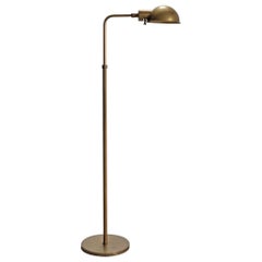 Art Deco Style Patinated Brass Adjustable Pharmacy Floor Lamp