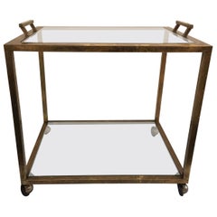 Art Deco Style Patinated Brass Drinks Cart