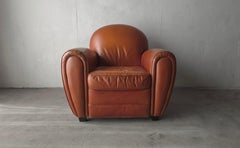 Art Deco Style Patinated Leather Club Chair