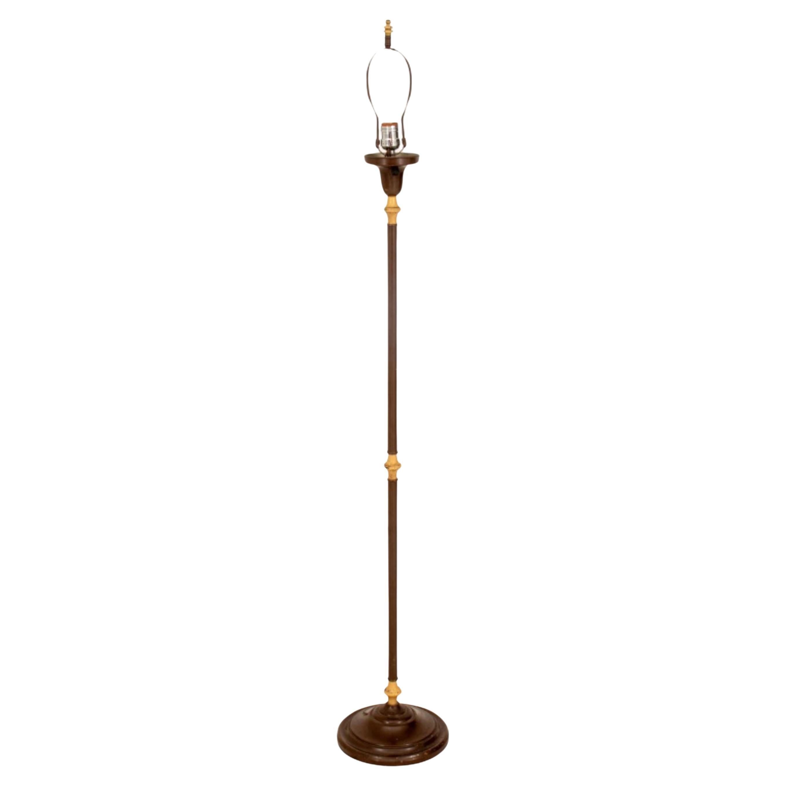 Art Deco Style Patinated Metal Floor Lamp For Sale