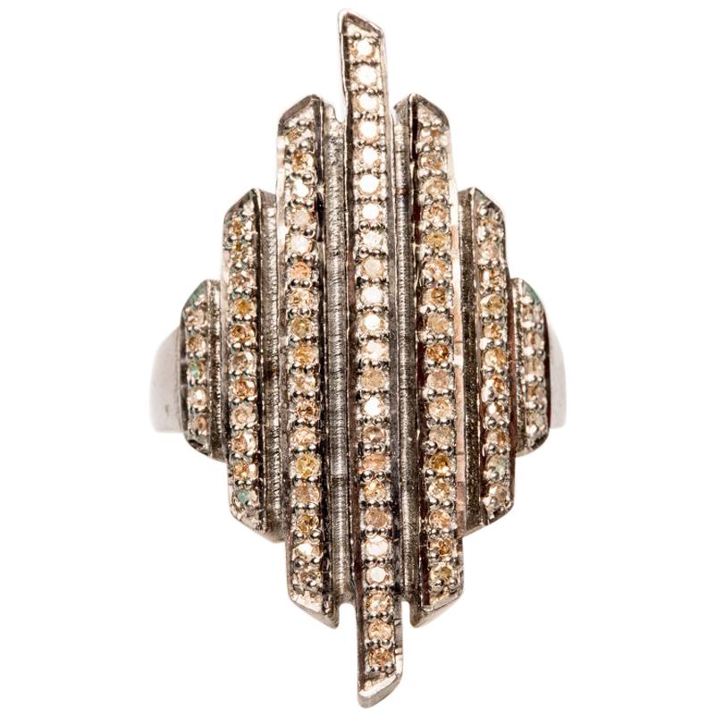 Art Deco Style Pavé Diamond Cocktail Ring For Sale