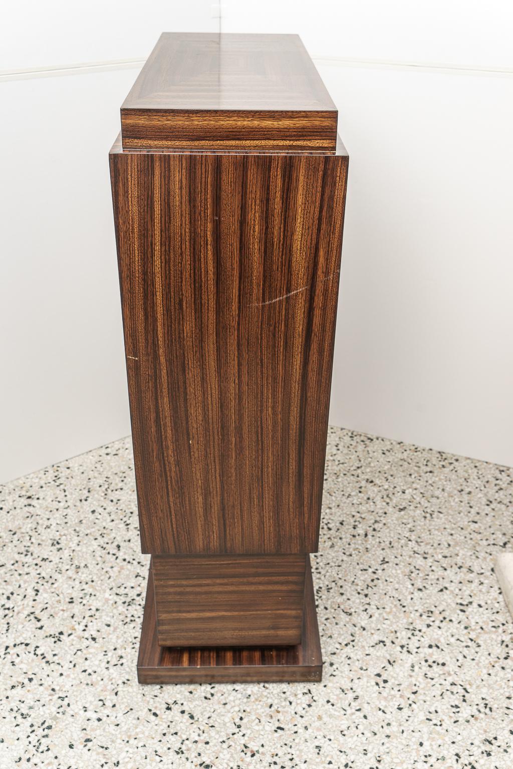 Art Deco Style Pedestal Zebrano Wood In Good Condition In West Palm Beach, FL