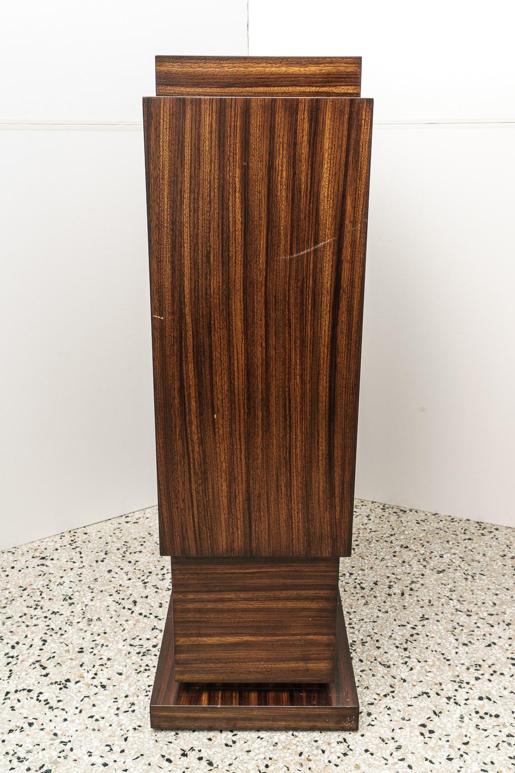 20th Century Art Deco Style Pedestal Zebrano Wood