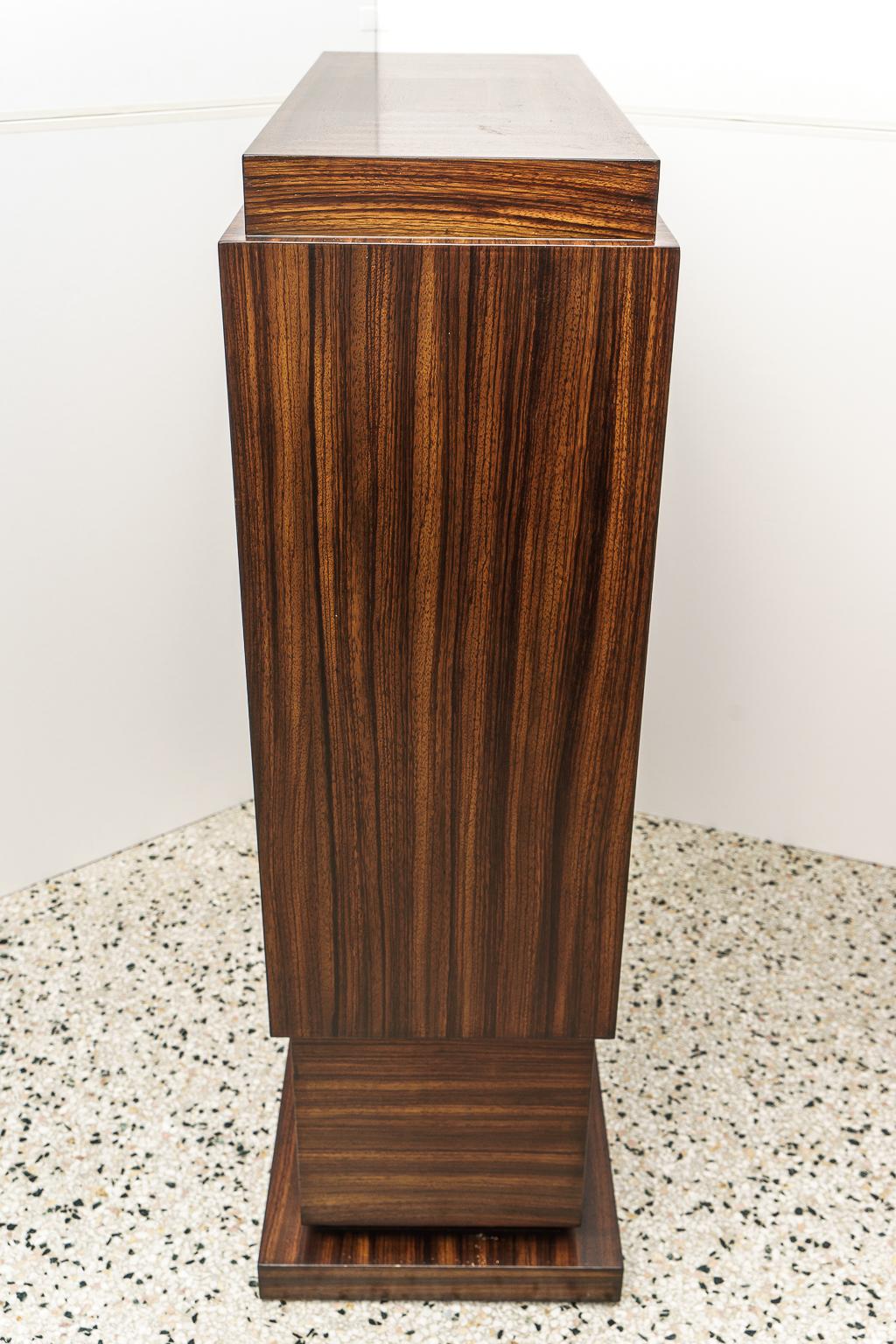 Art Deco Style Pedestal Zebrano Wood 2