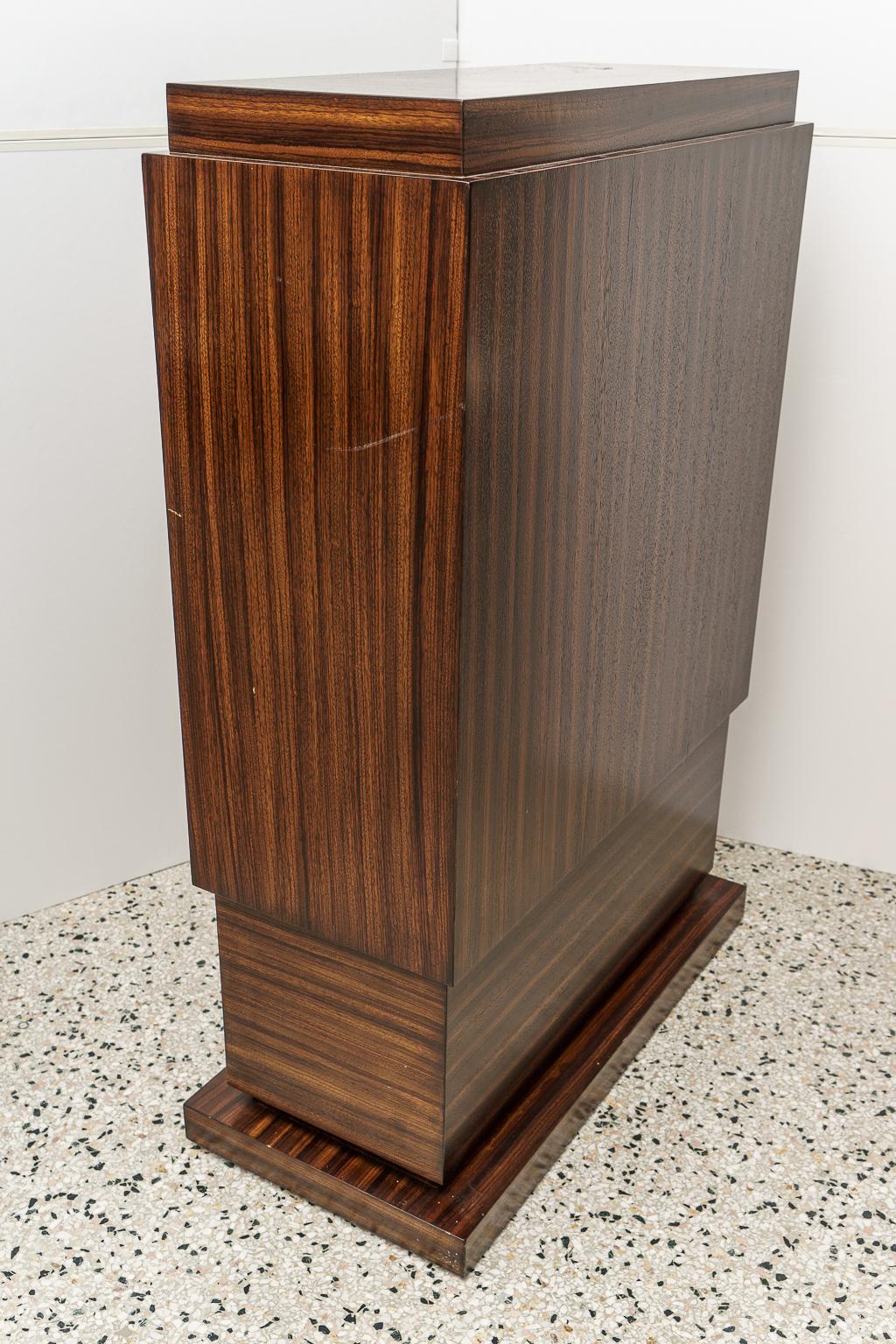 Art Deco Style Pedestal Zebrano Wood 4