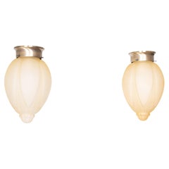Lampes suspendues Art déco, abat-jour en verre, câblées, Allemagne, années 2000