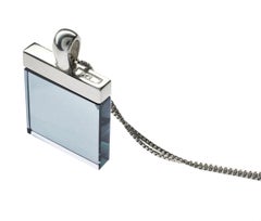 Art Deco Style Pendant Necklace with Sky Blue Chalcedony Featured in Vogue