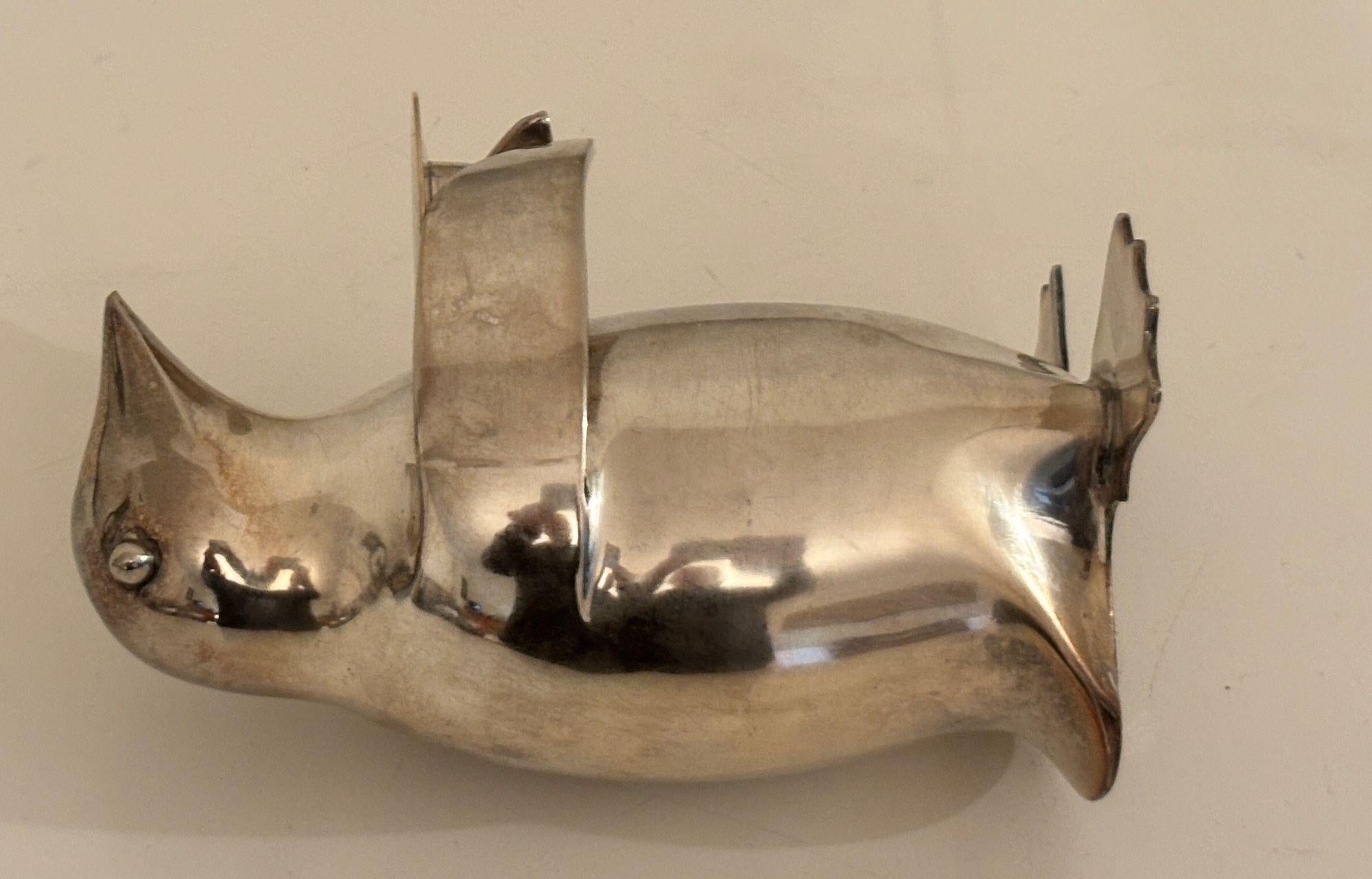 Art Deco Stil Pinguin Chrom Metall Briefbeschwerer Regal Dekor im Angebot 5