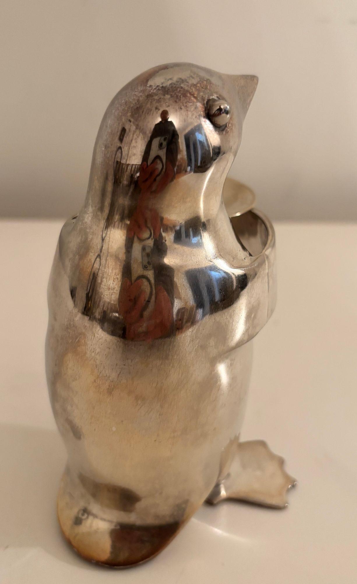 Art Deco Stil Pinguin Chrom Metall Briefbeschwerer Regal Dekor im Zustand „Gut“ im Angebot in Moreno Valley, CA