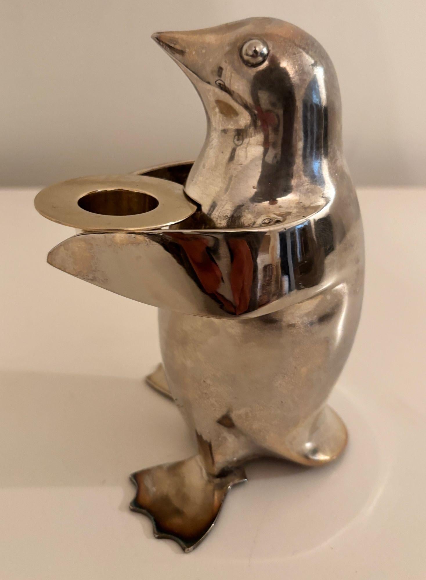 Art Deco Stil Pinguin Chrom Metall Briefbeschwerer Regal Dekor (20. Jahrhundert) im Angebot