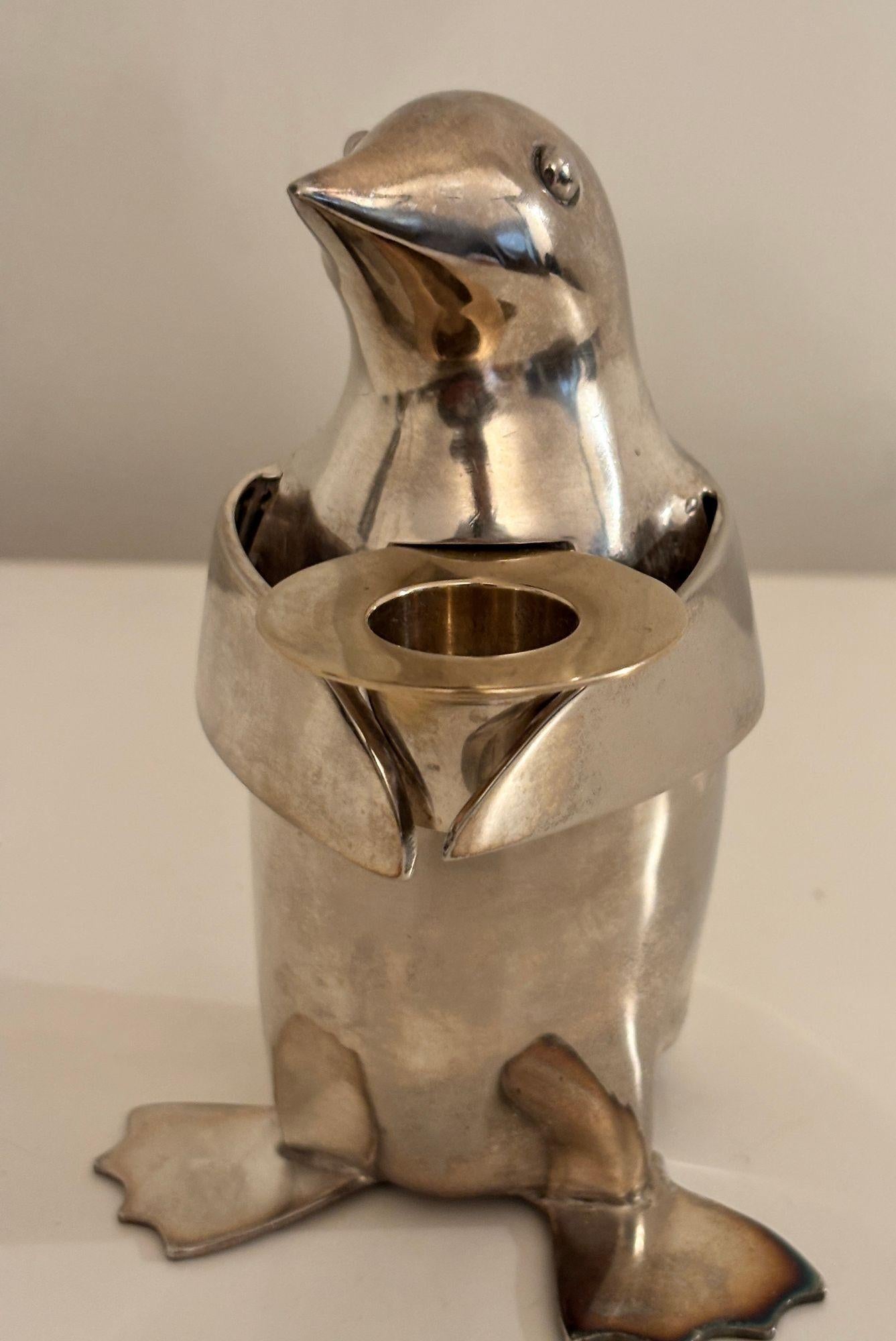 Art Deco Stil Pinguin Chrom Metall Briefbeschwerer Regal Dekor im Angebot 3
