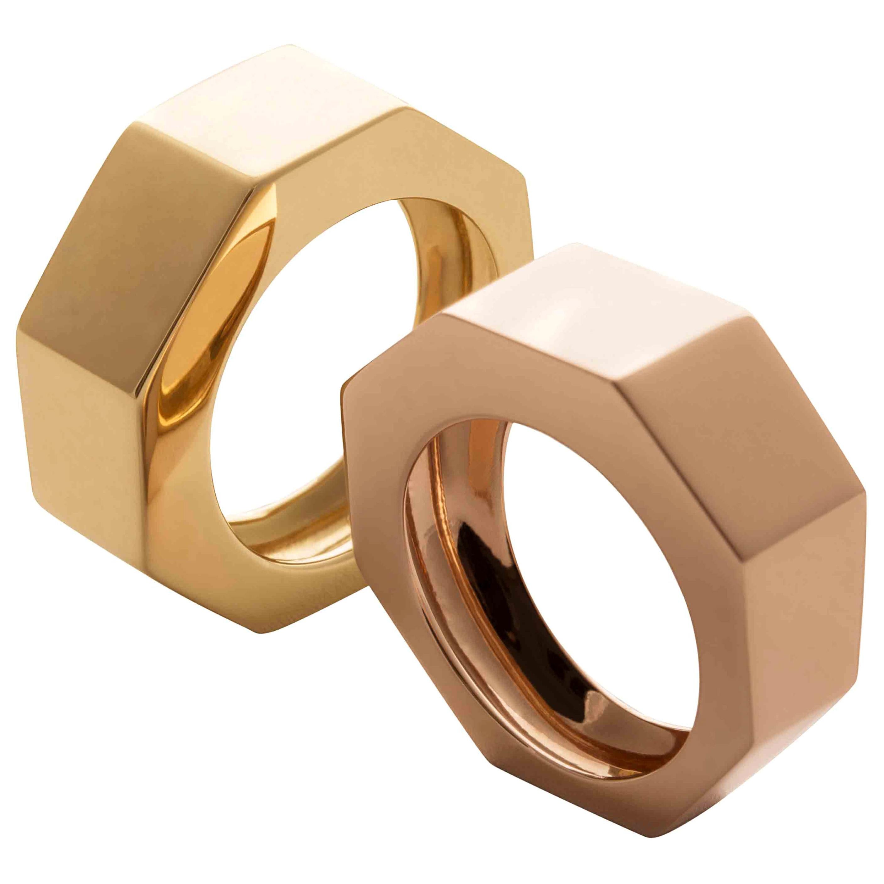 Art Deco Stil Personalisierter 18 Karat Gold Unisex-Ring mit modernem Design im Art déco-Stil im Angebot 14