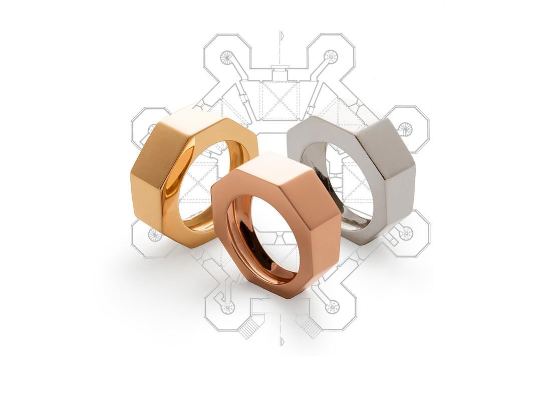 Art Deco Stil Personalisierter 18 Karat Gold Unisex-Ring mit modernem Design im Art déco-Stil im Angebot 13