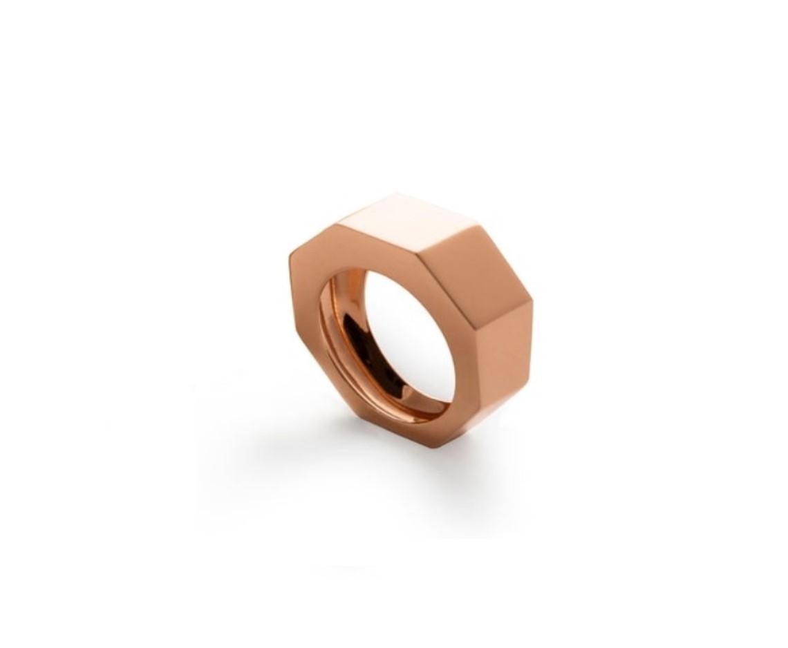Unisex-Ring im Art-déco-Stil aus 18 Karat Roségold mit individuellem Design im Angebot 1